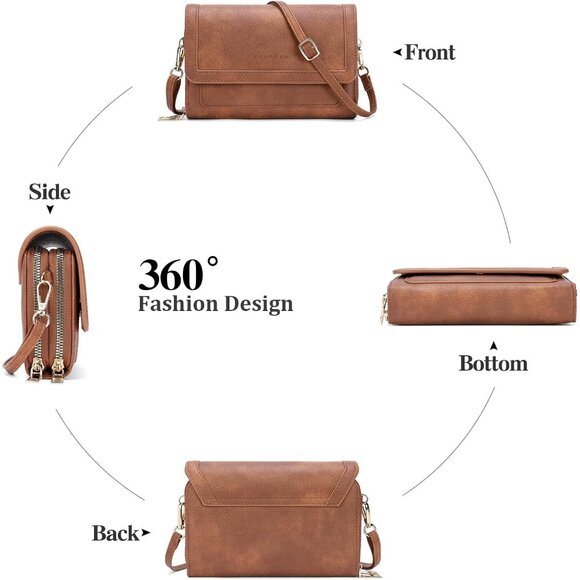 Small Leather Crossbody Bag Women Cell Phone Purse Wallet with Card Slots - Picture 6 of 6